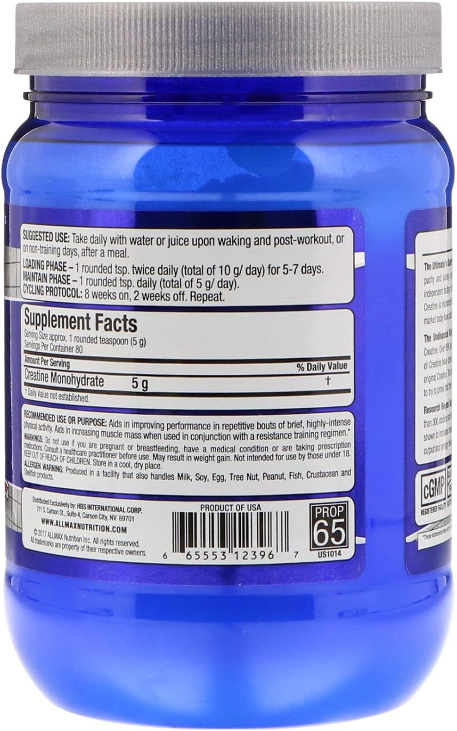 ALLMAX Nutrition Creatine Powder 100 Pure Micronized Creatine Monohydrate Pharmaceutical Grade Creatine 400G