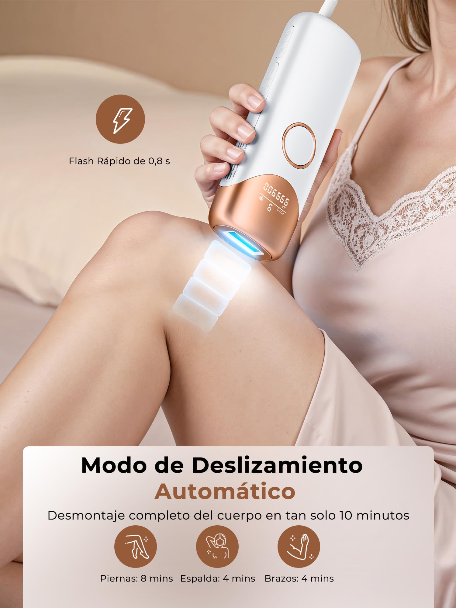 Depiladora Láser IPL con Enfriamiento para Mujer, Blanco Perlado