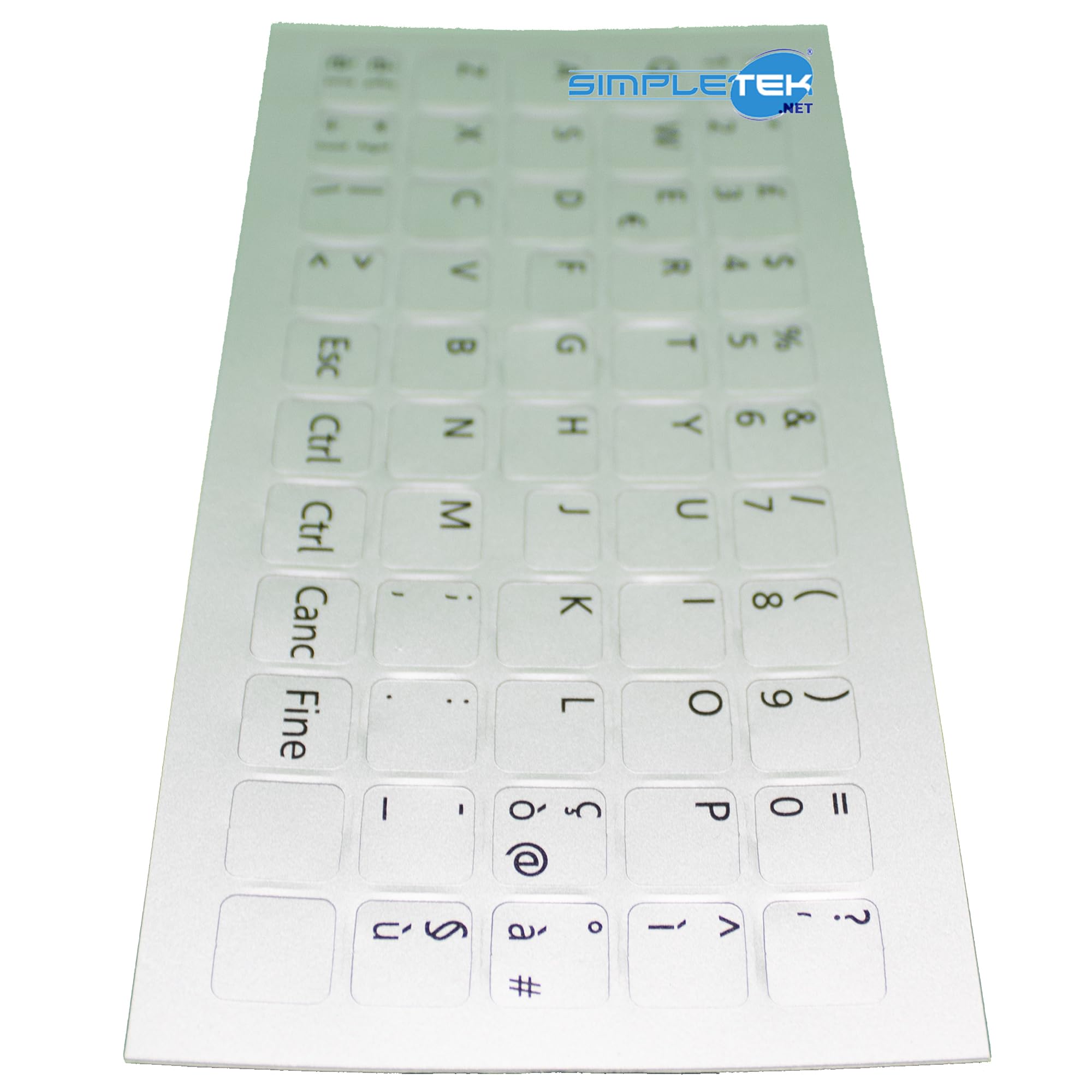 SIMPLETEK - Adesivi tastiera grigi layout italiano ITA lettere nere argento notebook PC | 11 x 11mm silver