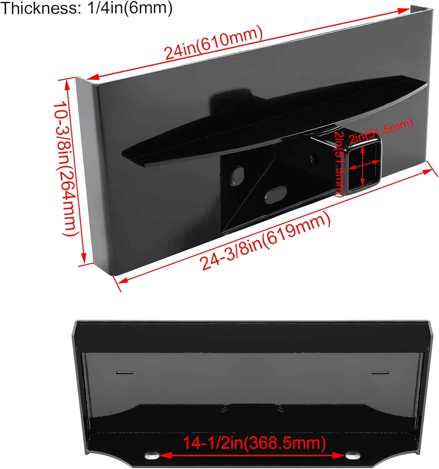 Kojem 1/4" Quick Attachment Mount Plate Skid Steer Compatible with Toro Dingo Ditch Witch Vermeer Boxer Ramrod Finn Thomas Black Steel