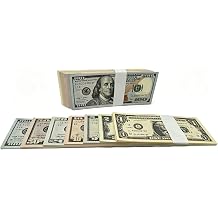 Glemall 105Pcs Kids Play Fake Money Bills, 15 Sheets per Denomination 1/2/5/10/20/50/100, Simulation Currency for Classroom Rewards, Math Arithmetic, Role Play & Tabletop Games 105, Bundle