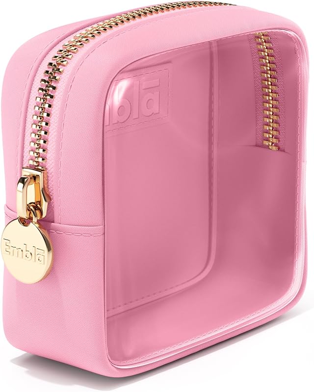 Necessaire de maquiagem Embla, organizador cosmético para viagem, nylon e PVC transparente, Flamingo, 12,7 x 5,08 x 12,7 cm, 1 unidade