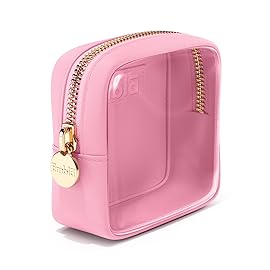 Embla London Makeup Bag Cosmetic Case, Clear Zipper Make Up Pouch and Toiletry Travel Tote, Cute Skincare Pouches for Women Girls, Preppy Purse Cosmetic Organizer, Mini Makeup Bags, Flamingo Pink