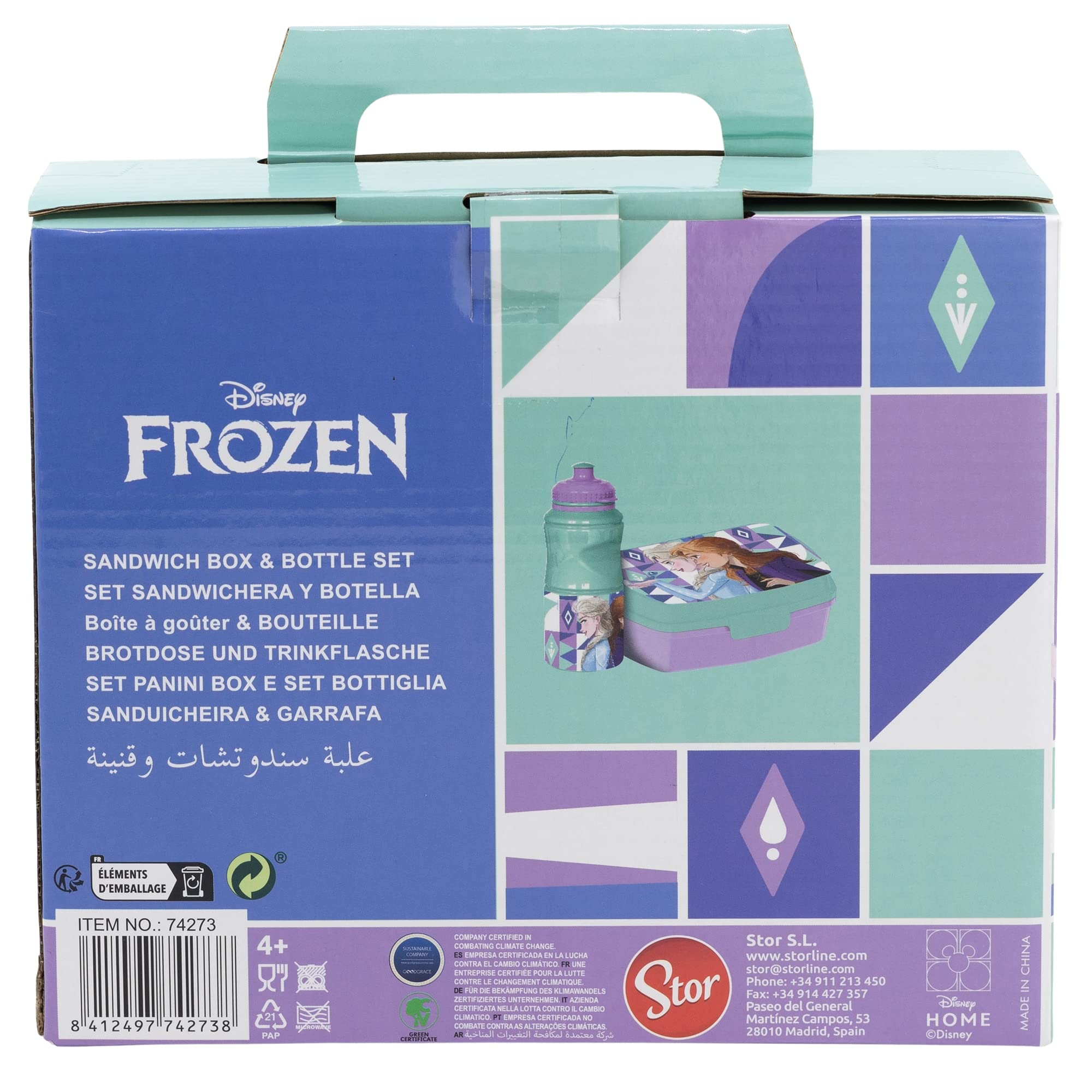 Prostokątny zestaw na lunch i butelka sportowa o pojemności 380 ml Frozen