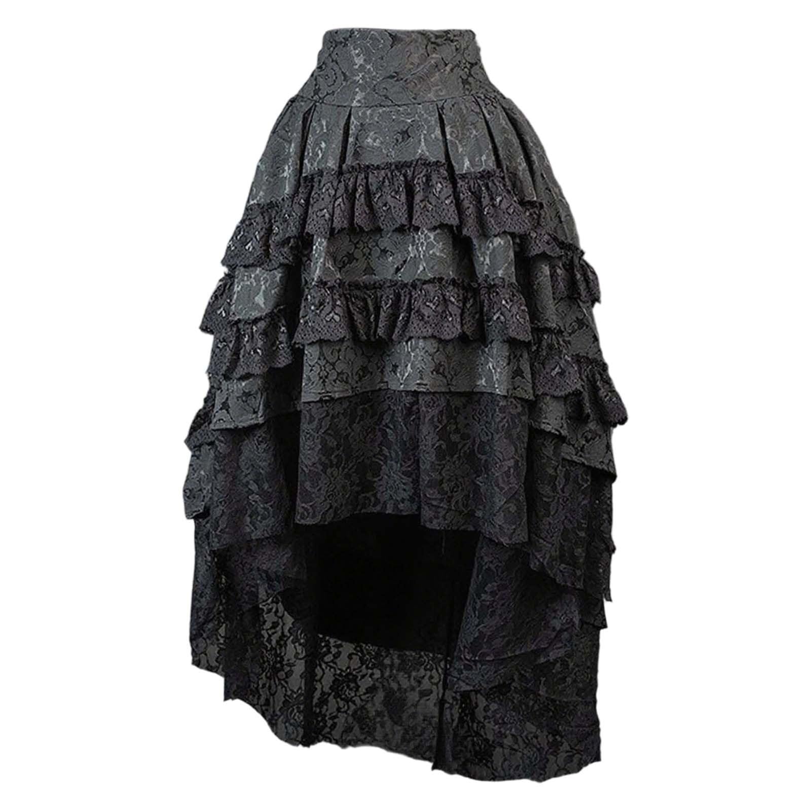 Générique Jupe Longue en Brocart Punk Originale pour de Cosplay Gothique Jupe esthétique en Dentelle avec détails Dark Academia
