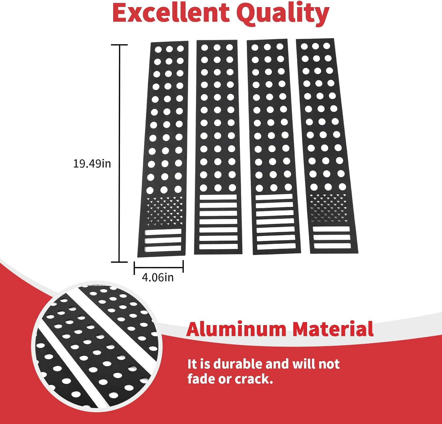 Linskip Aluminum Door Pillar Post Set Compatible with 2009-2014 Ford F150 & F150 Raptor SVT, Door Window B-Pillar Covers for F150 Exterior Accessories(Flag)