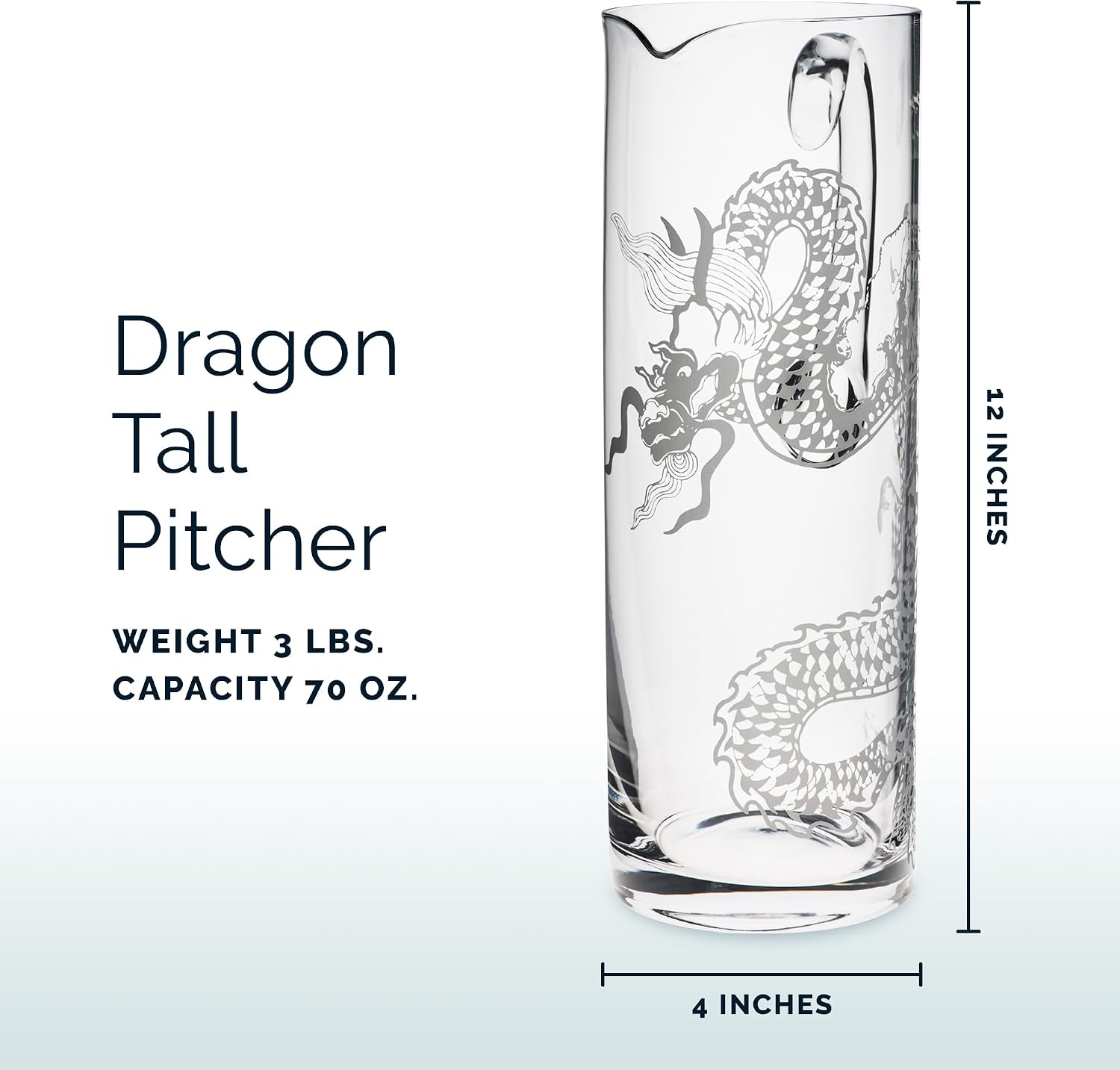 Caskata Dragon Pitcher | Artisan Hand-Crafted Premium Crystal Pitcher | Unique Serving Piece Party Gift, Wedding, Birthday, Thanksgiving Party | 70 Oz