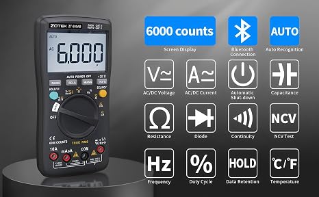300AB Digital Multimeter 6000 Analog Tester True RMS Professional Multimetro DIY Transistor Capacitor NCV Testers Lcr Meter(ZT-300AB)