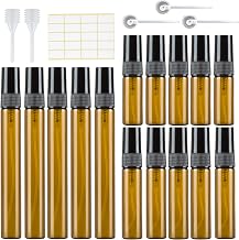 15 Pcs Empty Amber Glass Perfume Spray Bottles Small Fill Mini Pump Pouches Refillable Travel Milliliter with Pipette Pressing Head