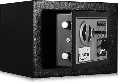 Miniatura 5 de TENAMIC Caja fuerte de 0.23 pies cúbicos, caja de seguridad digital electrónica, caja de seguridad con teclado, caja de seguridad para gabinete,