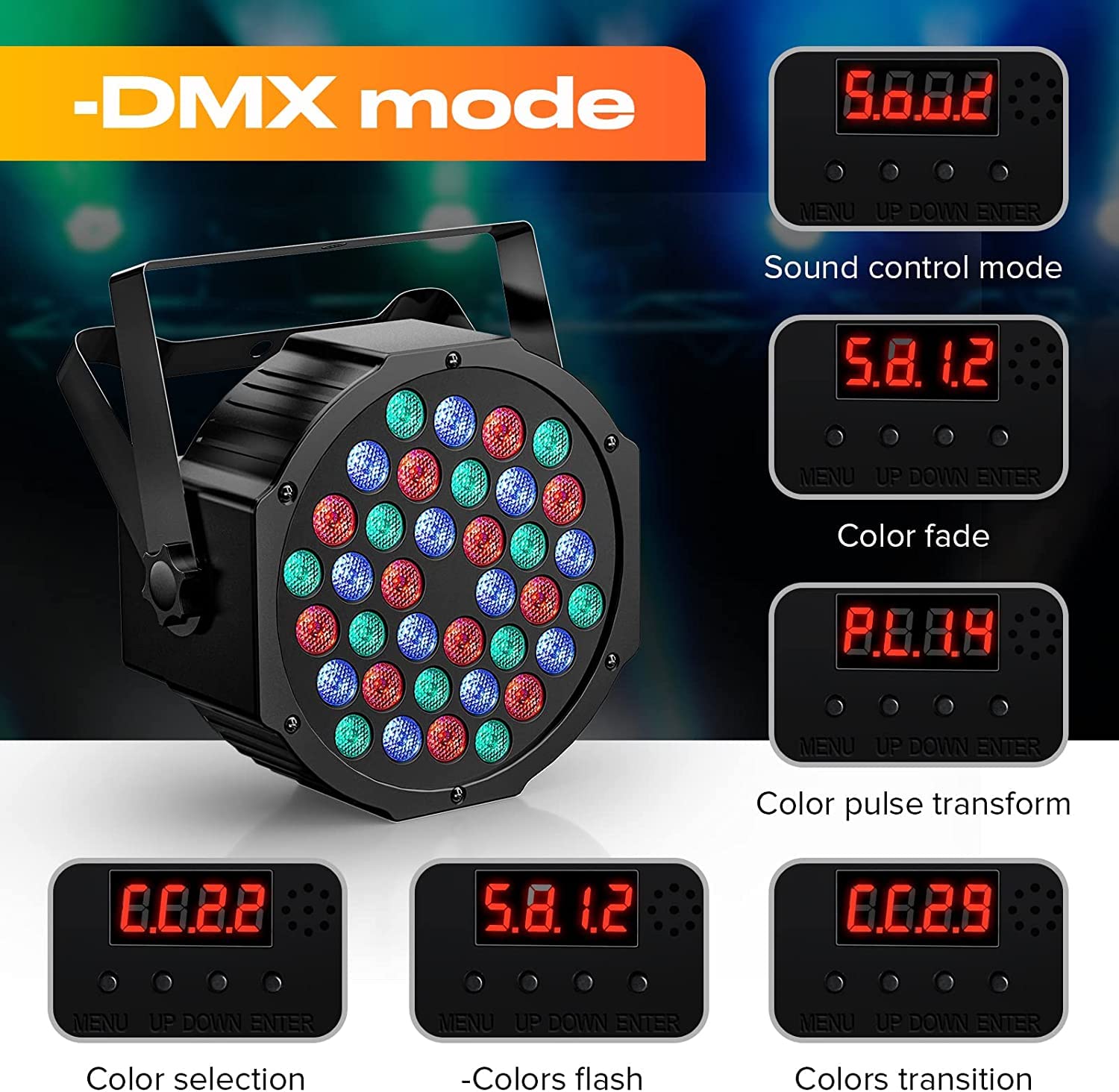 UKing 8PCS Par 36 LED Batteria Ricaricabile, RGB Luci da Palco Esterno con Telecomando, 7 Modalità Illuminazione Palco Uplights per Discoteca Matrimonio Bar Festa Teatro
