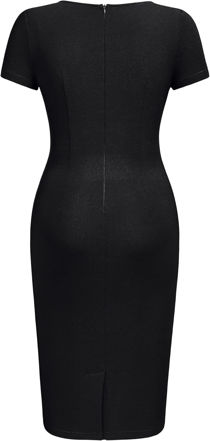 AISIZE Women's Classic Keyhole Neck Wrap Cocktail Party Sheath Dress - Image 3