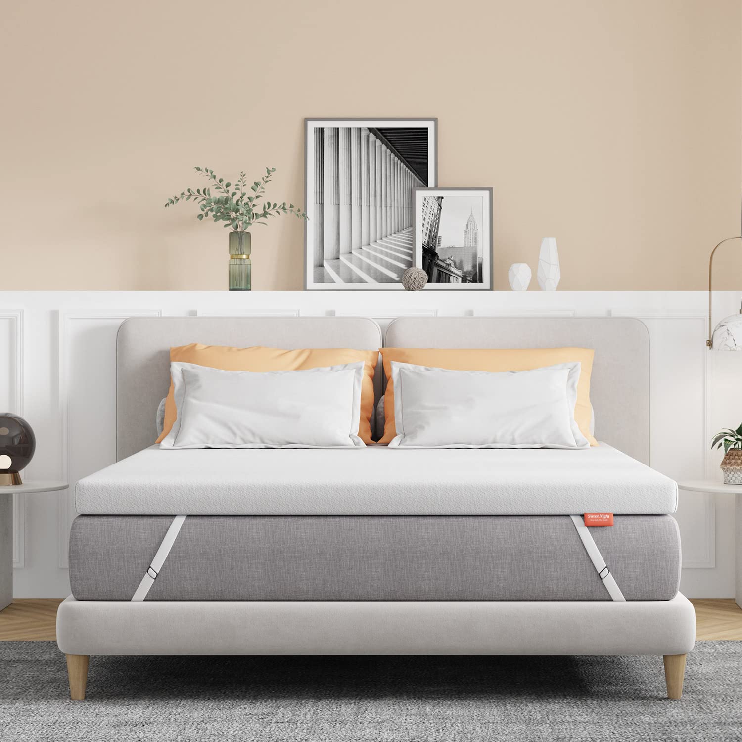 Sweetnight Topper Colchón Cómodo de Espuma 135 x 190 cm, Grosor de 10 cm, Sobrecolchón de Espuma Soportiva con Funda Transpirable, Extraíble y Lavable, 135 x 190 x 10 cm