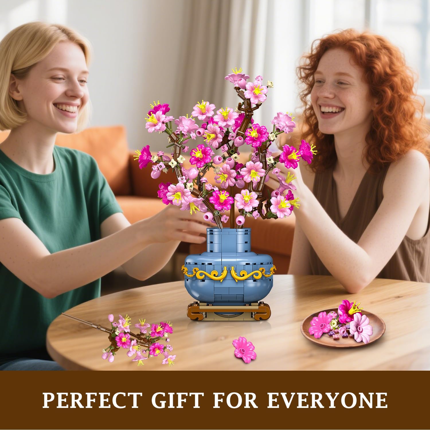 HOGOKIDS Flowers Cherry-Blossom Bonsai Building Set - 2 in 1 Artificial Bonsai Tree Plants for Home Decor & Display Cherry Botanical Building Blocks Birthday Valentine's Gift for Adults Teens (775PCS) - Image 9