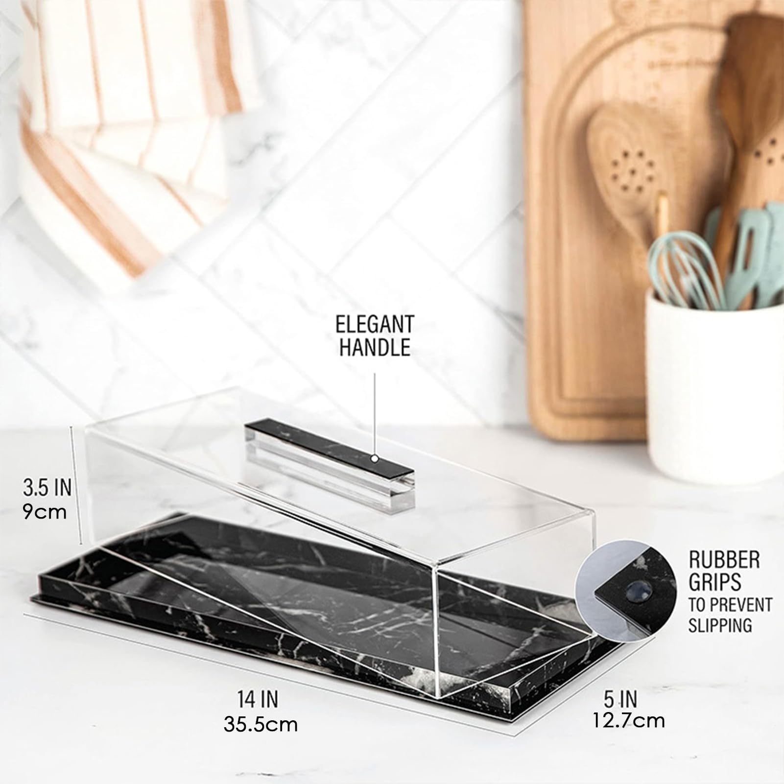 Plateau Rond à gâteaux avec Couvercle Transparent, léger et idéal pour présenter pâtisseries, Anniversaires, Mariages Autres réceptions | 35,5 x 12,5 9 cm, Parfait la présentation
