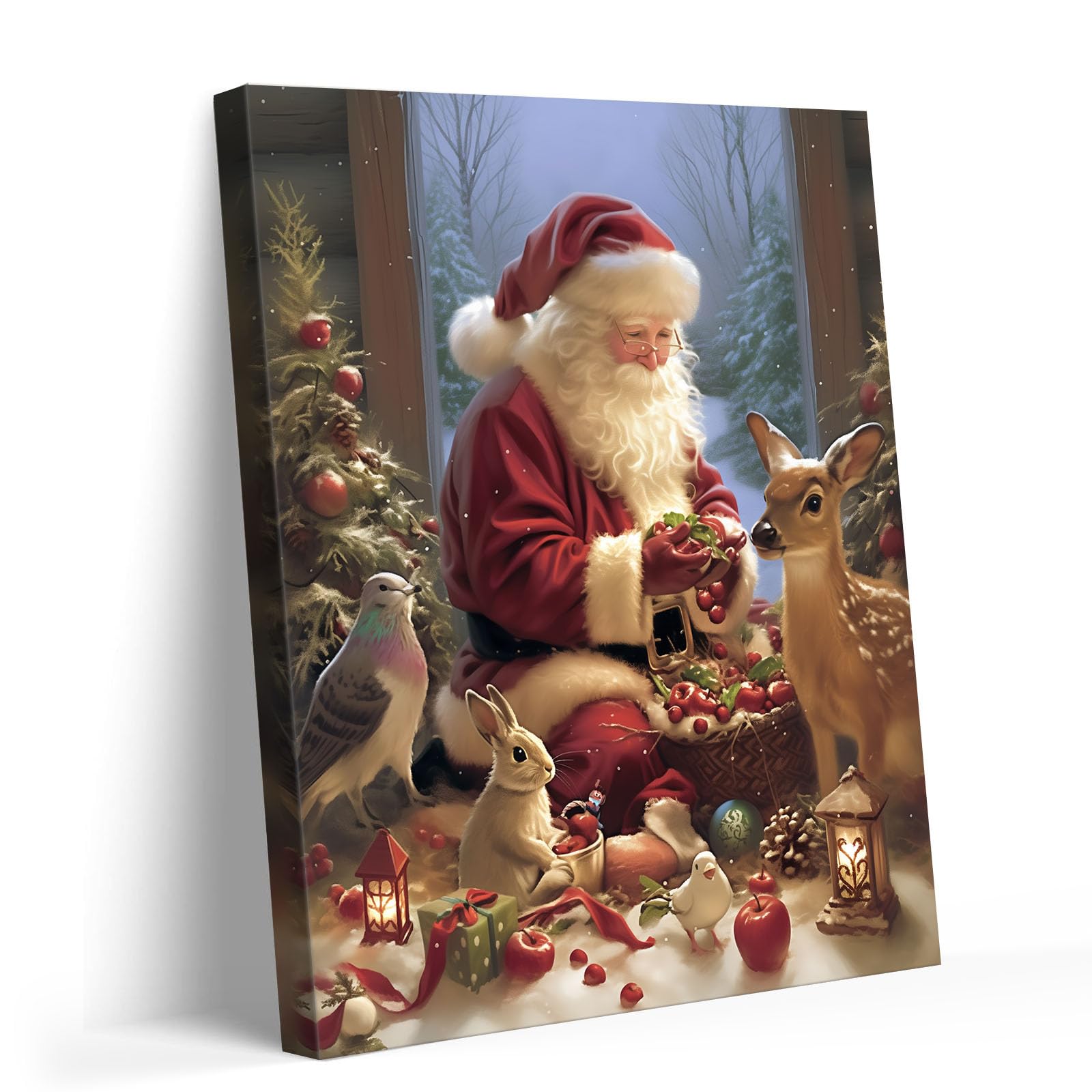 Panneau D'angle De Porte De Noël - Père Noël - Cerf - Pour