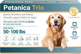 Petanica Trio Chewables for Dogs, 48 mg/tab, 50-100 lbs, 12 Tablets/12-month Supply