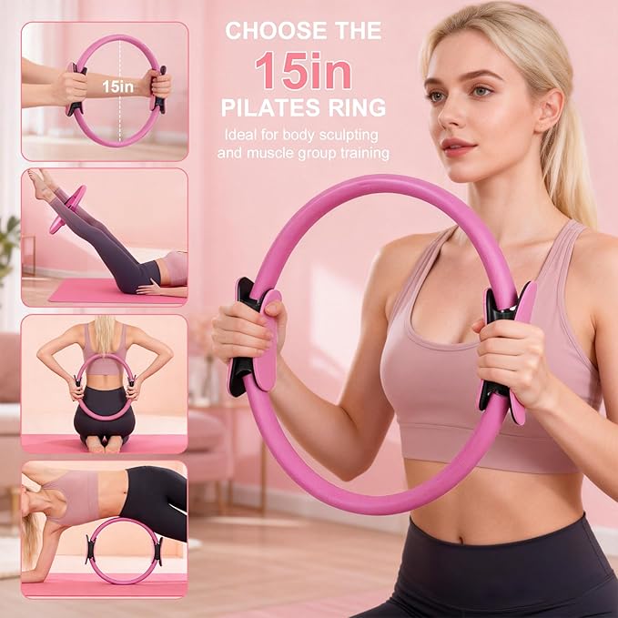 Kit Pilates 13 Piezas con Aro, Pelota y Bandas de Resistencia miniatura 2
