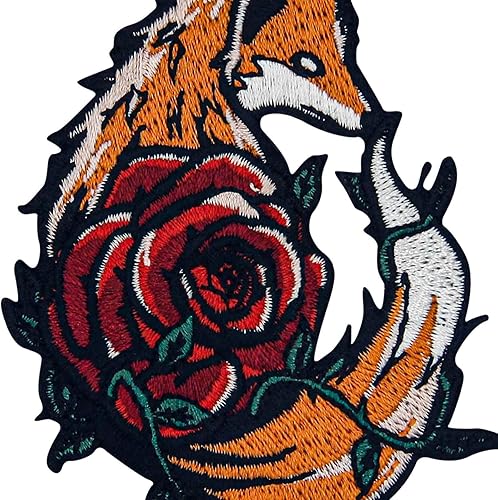 Miniatura 2 de Parche de zorro rosa bordado con apliques para planchar y coser emblema