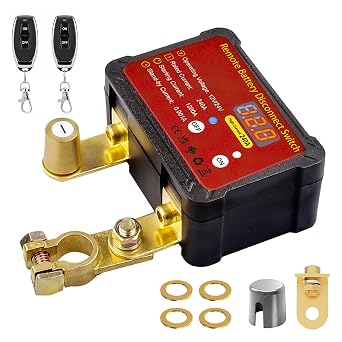 Battery Disconnect Switch 12V 240A with Led Voltage Display, Anti Theft and Battery Drain, Remote Battery Disconnect Switch Smart Voltage Kill SwitchBattery Kill Switch for Car, Truck, Tractor, Boat