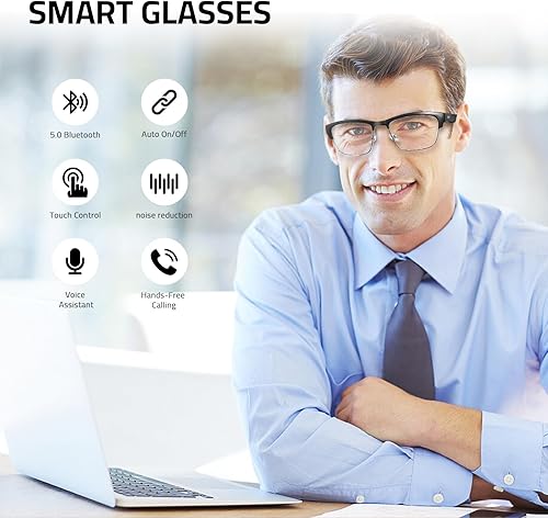 Miniatura 2 de Lentes inteligentes de audio Bluetooth, lentes de luz azul para mujeres y hombres, sonido de oído abierto con micrófono y altavoces, filtro de luz