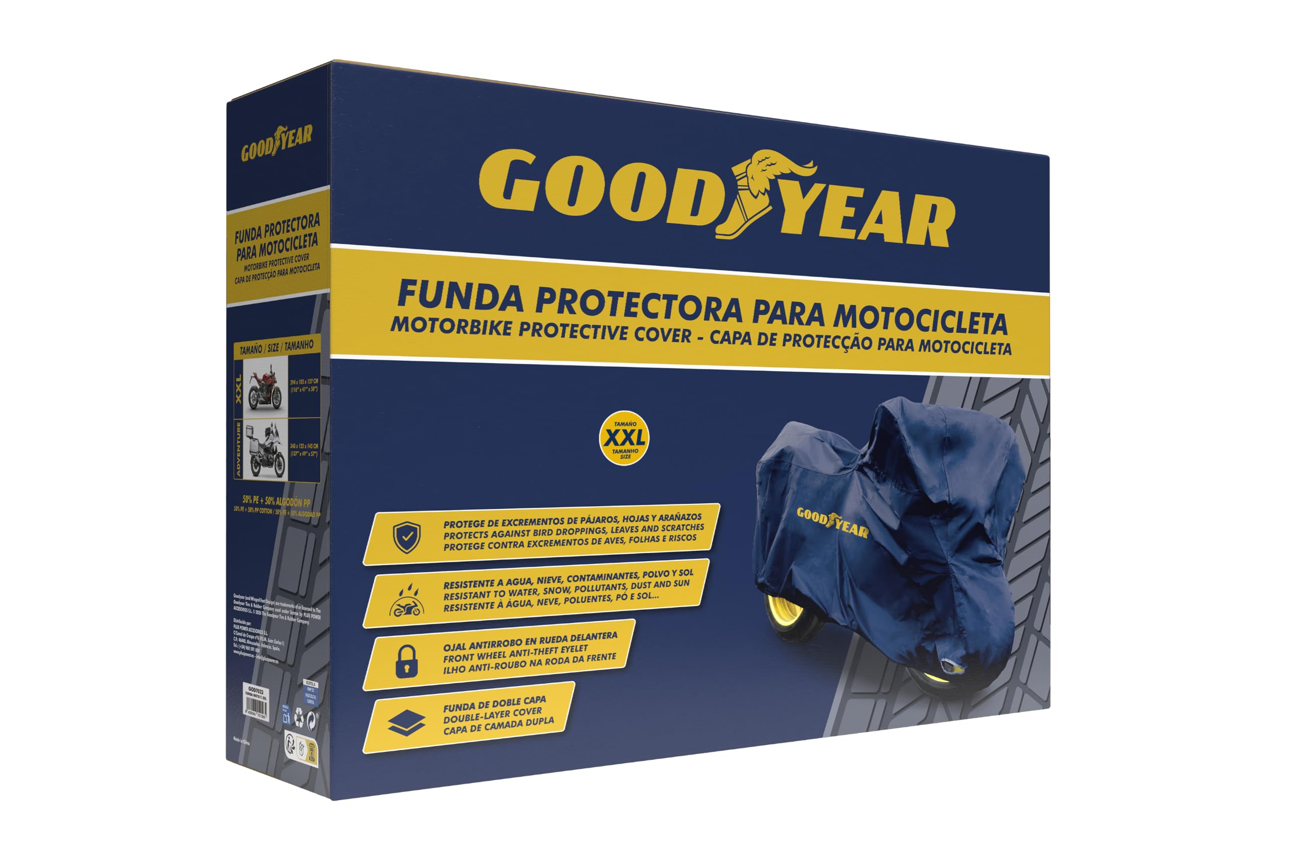 Goodyear GOD7023 Pokrowiec na motocykl wodoszczelny z opakowaniem do przechowywania Niebieski