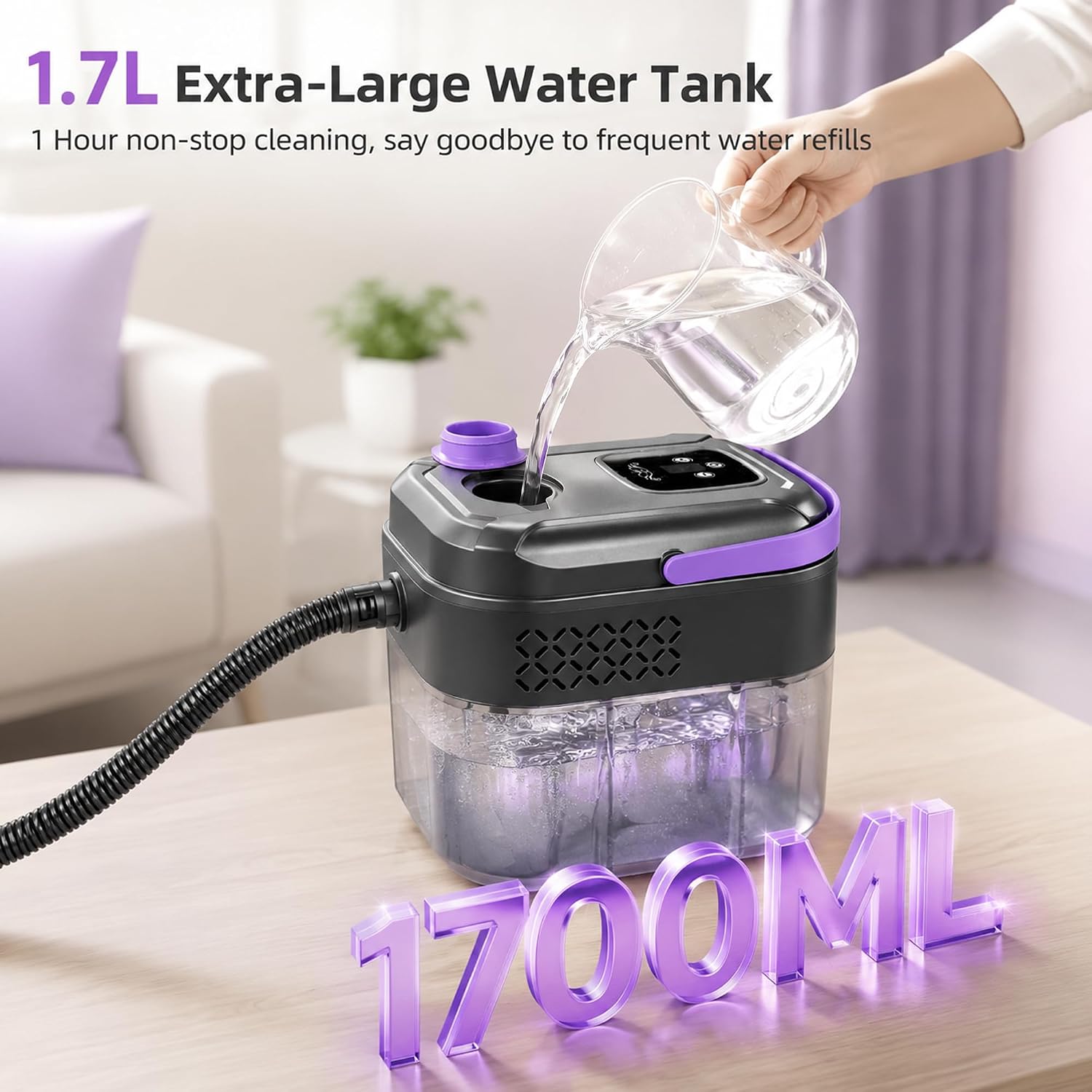 Steam Cleaner for Home, Handheld Steam Cleaner with 10s Fast Heat-Up, 6-Level Adjustable Steam, Portable Steamer for Cleaning, Tile, Grout, Floor, Kitchen, Bathroom, Grease, Car Detailing