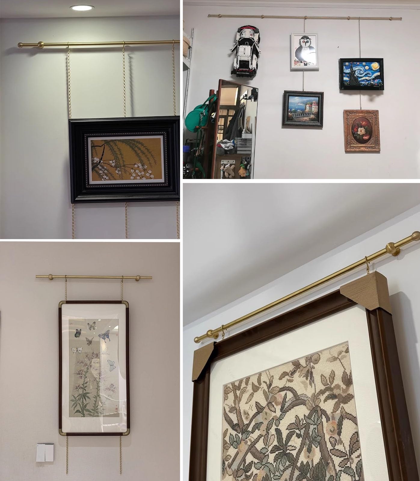 Cimaise pour Tableau Rail de Suspension pour Galerie d'art en Laiton avec Support Rail de Suspension pour Œuvres d'art Murales Mur de Suspension pour Photos de Musée(0.9m/35.4in/2.9ft)