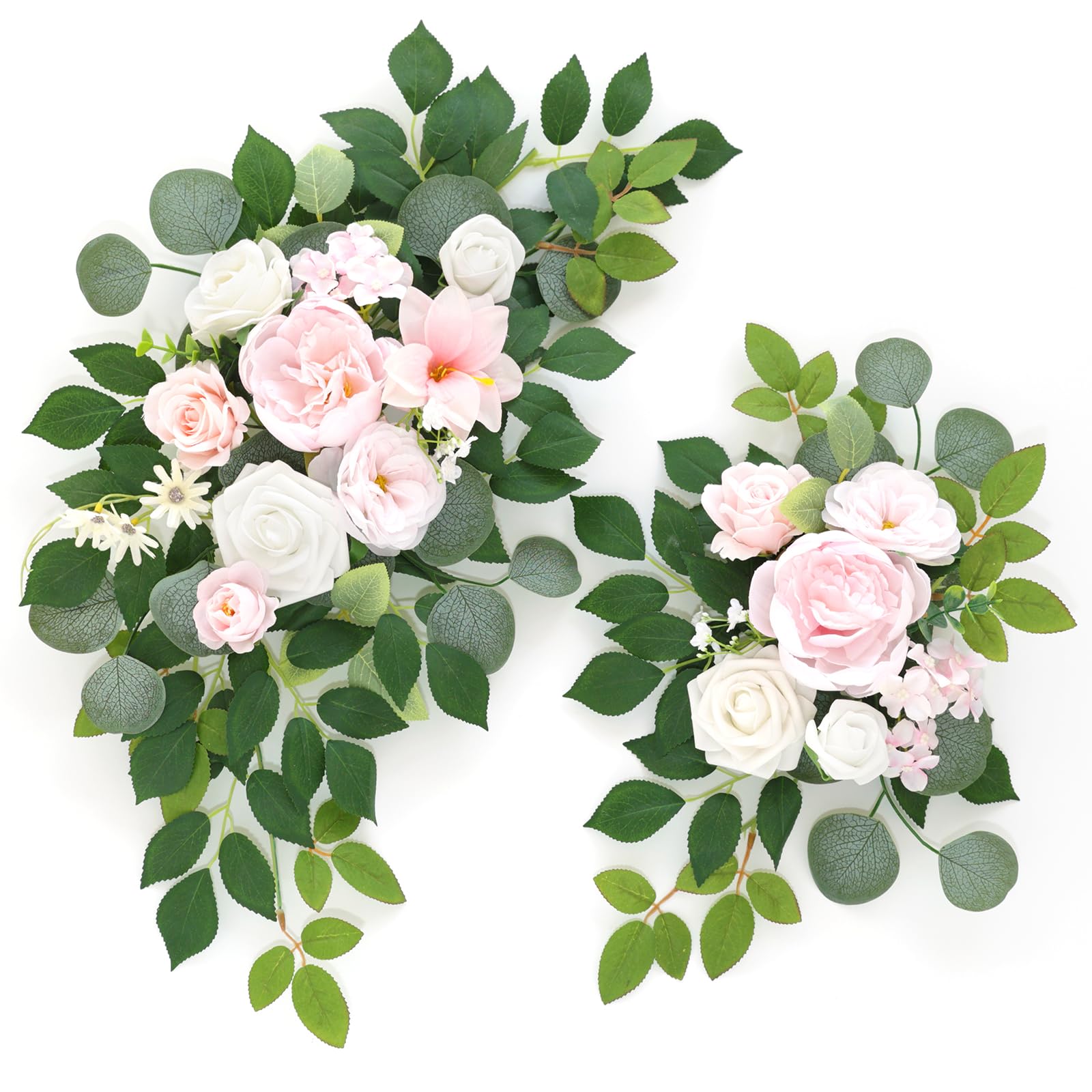 Lot de 2 fleurs artificielles décoratives pour centre de table de mariage, décoration florale murale, maison, entrée, extérieur (rose crème)