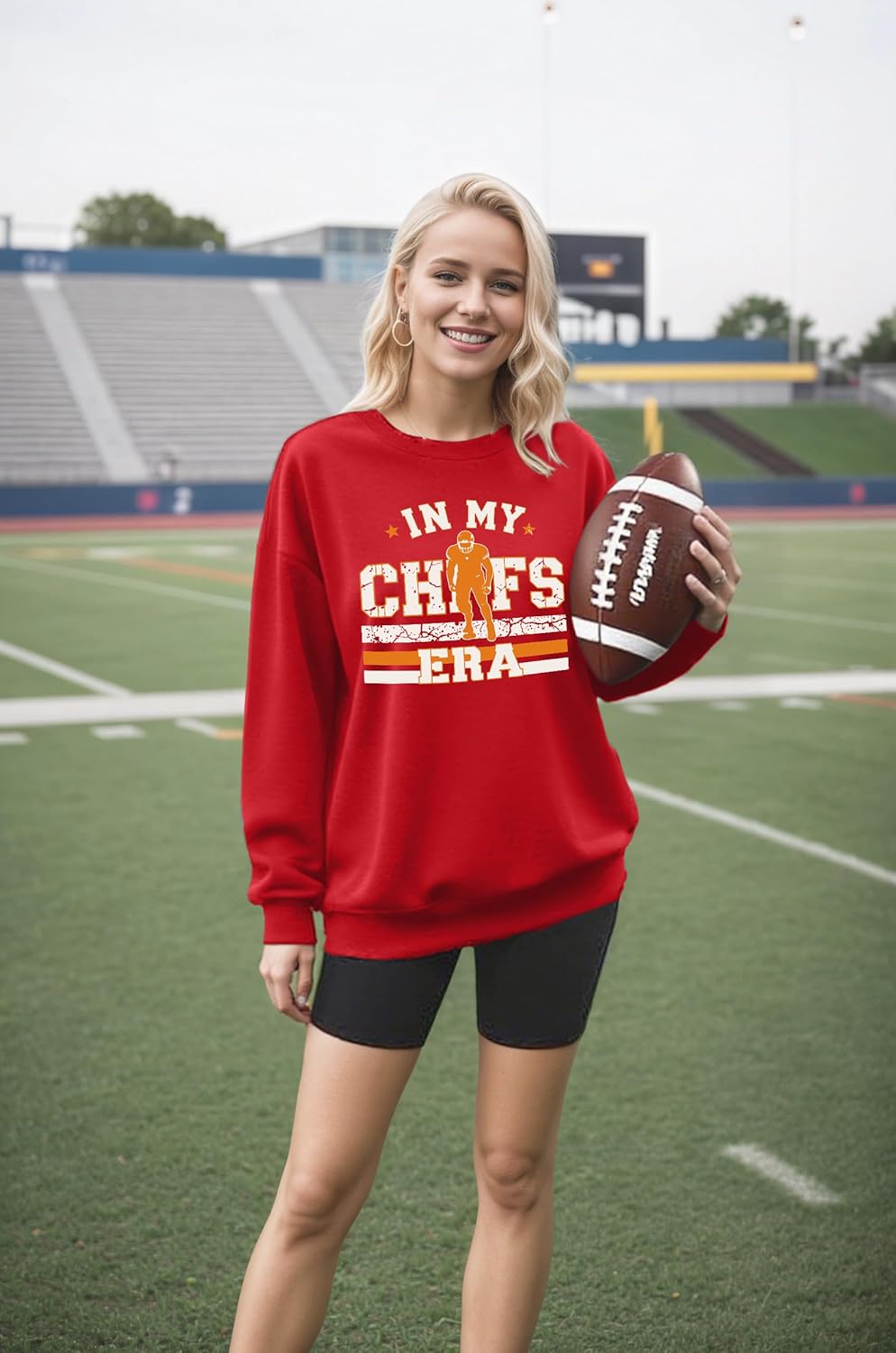 Football Sweatshirts for Women in My Game Day Era Football Team Fans Shirt Heart Graphic Long Sleeve Tops - Image 3