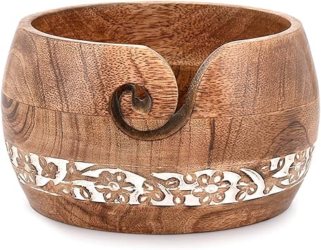 BHAVATU Yarn Storage Handmade Craft Knitting Bowl Storage Knitting and Crocheting Accessories Kit Organizer, Perfect for Mothers Day and Christmas Gift 7" x 7" x 4"