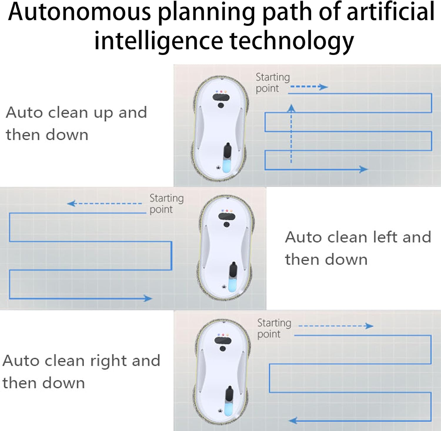 Window Cleaning Robot, 3500Pa Suction Smart Spray Water Glass Washer, AI Autonomous Path Planning Double Disc Wiping Window Cleaner with UPS Backup, Remote Control for High Rise Windows, Home Office