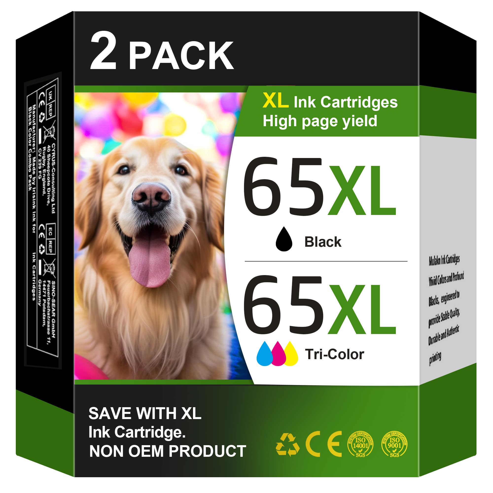65XL Ink Cartridges Combo Pack for HP Ink 65 Black and Color 65 XL High Yield Ink for HP65XL Work for HP Deskjet 3755 3722 3758 3735 2655 2622 2636 2635 5055 5052 5058 AMP 100 105 120 125 130 Printer