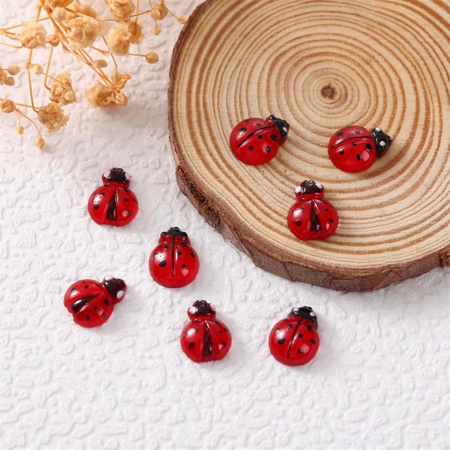 50Pcs Ladybug Nail Charms 3D Red Insect Nail Art Charms Cute Seven-Spotted Ladybug Nail Design Resin Nail Gems Jewelry Spring Summer Nail Art Supplies for Women DIY Acrylic Nail Art Decoration