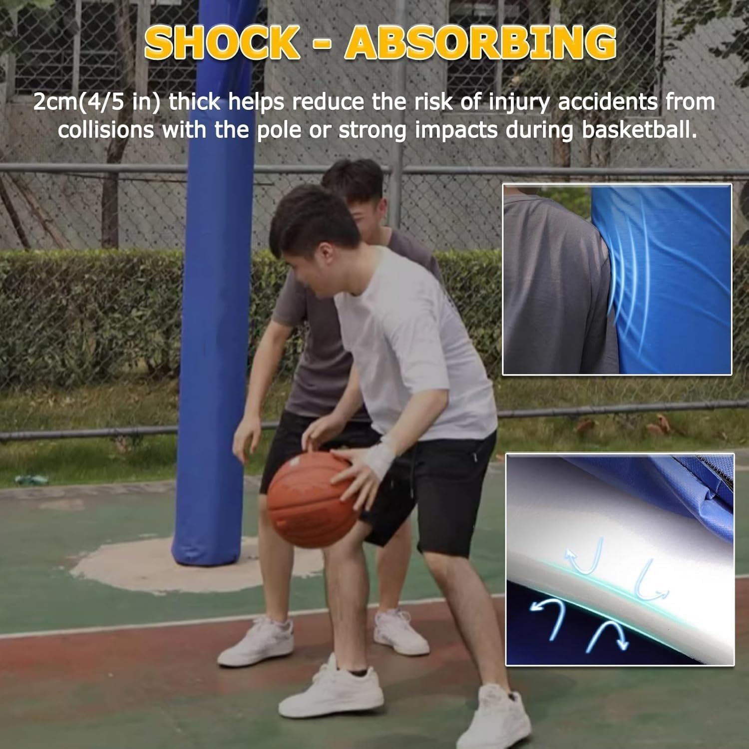 安全ポールパッド バスケットボールポールパッドの周りを包む 円形ポールの安全パッド コラムカバー 遊び場、ジム＆バスケットボールのフ