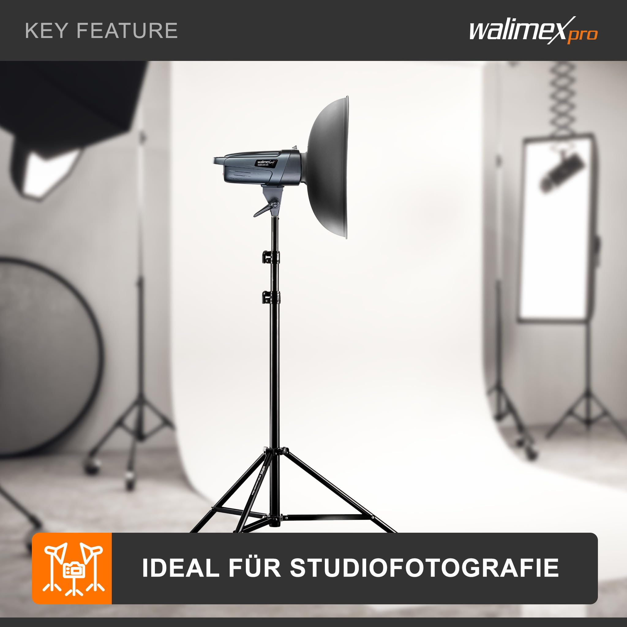 Walimex pro Beauty Dish Ø 40 cm Lichtformer für Bowens & Walimex pro Anschluss, Reflektor für weiches Licht, ideal für Portät und Beautyfotografie