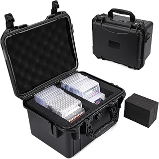 Caja de almacenamiento de tarjetas clasificadas QINGUANG, estuche para tarjetas de intercambio con 4 divisores de espuma, estuche de losa PSA a prueba de agua IP66 para cargadores superiores de