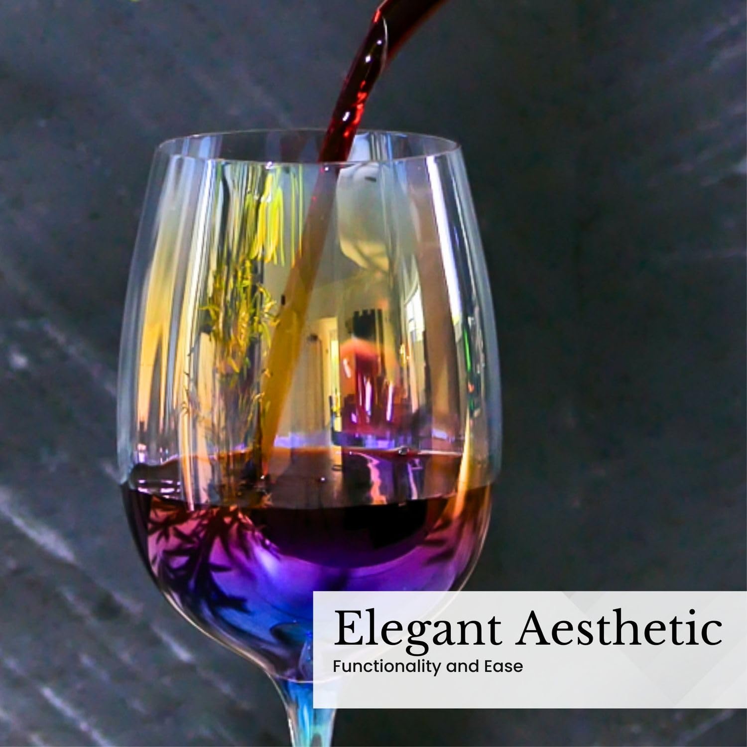INTIRILIFE 6er Set Weingläser 440 ml mit Regenbogen-Schimmer & Wellenform – Weißwein Rotwein Kelch Langstielig – Bleifreies Kristallglas Spülmaschinenfest Stoßfest – Elegant Für Tisch Bar Geschenk