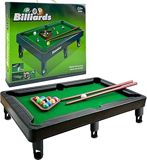 Mini Pool Table Game,Billiards Table Pool Table Set 11 Balls 2 Cues and 1 Triangle,Portable Games Table Game,Stress Relief Tabletop Snooker Game Set Kids and Adults,GREEN
