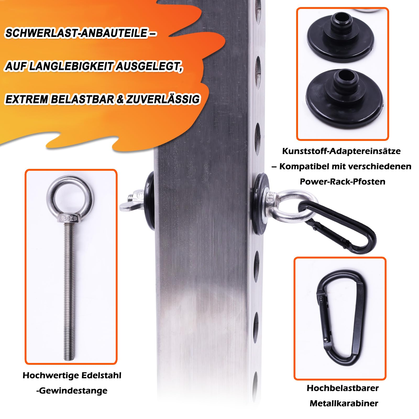 J Bryant Power Rack Aufsätze, Set mit 2 robusten Kniebeugen-Rack-Zubehör, passend für 2 x 2 & 3 x 3 Aufrechte, 1,6 cm oder 2,5 cm Löcher, ideal für Widerstandsband, Krafttraining und Fitness