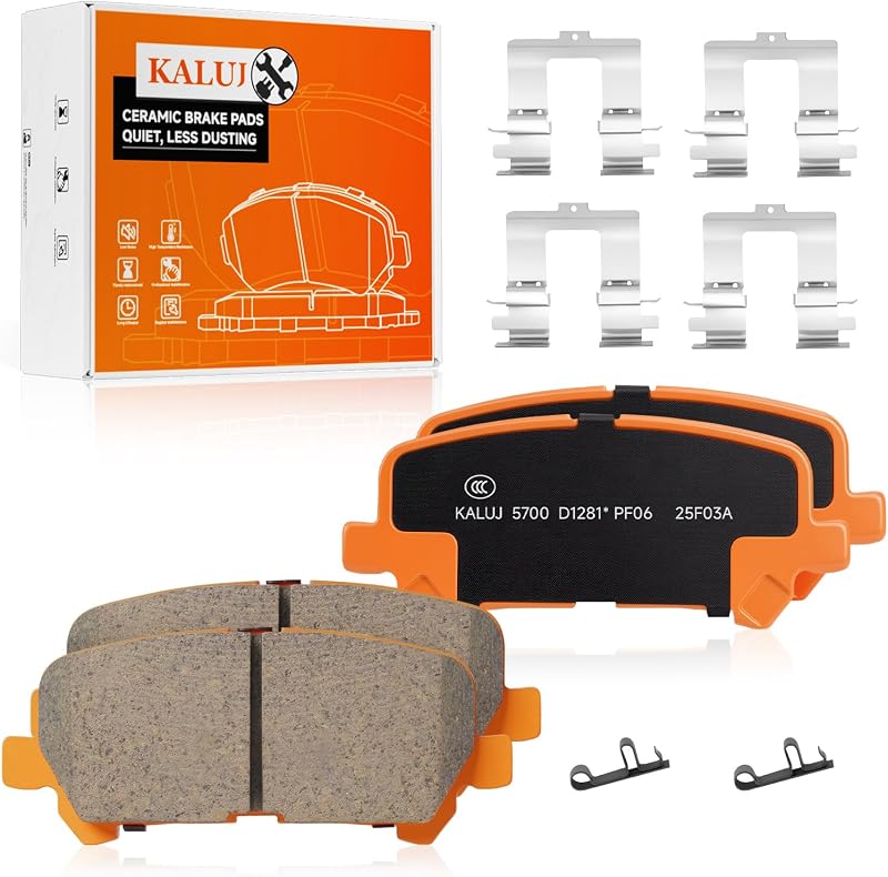 Pastilhas de freio traseiras cerâmicas KALUJ D1281 para Honda e Acura – Jogo com 4 unidades