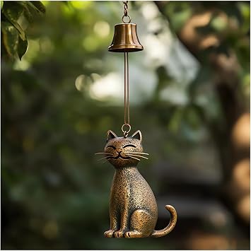 Cat Wind Chime 2025 New Unique Cat Garden Decor Outdoor Cat Statue Themed Gifts Wind Chimes for Cat Lovers Women Hanging Memorial Ornaments Windchimes Bell Outside Yard Home Porch Decorations B1