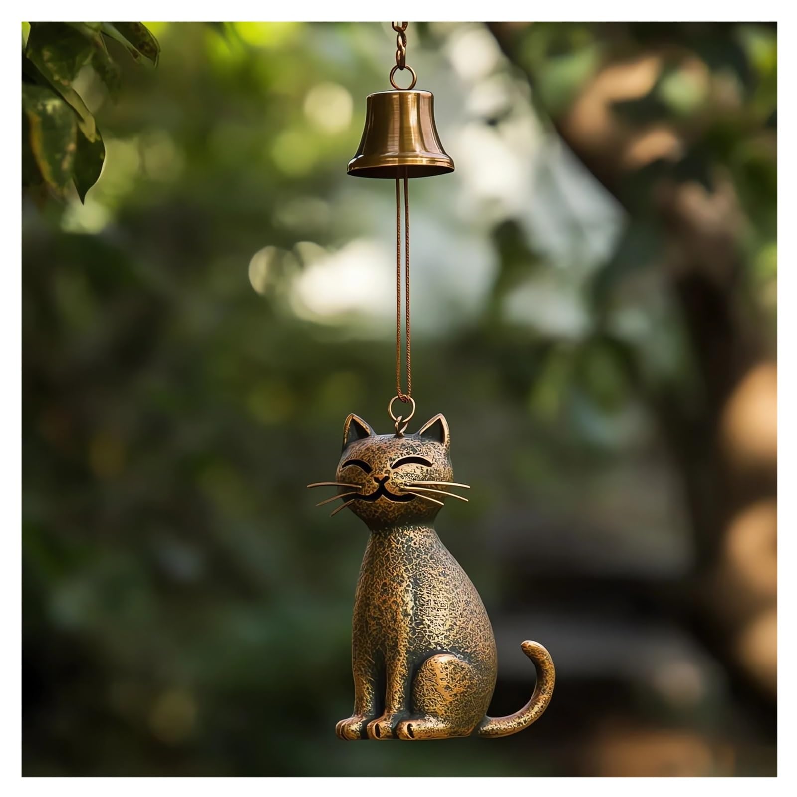 Cat Wind Chime 2025 New Unique Cat Garden Decor Outdoor Cat Statue Themed Gifts Wind Chimes for Cat Lovers Women Hanging Memorial Ornaments Windchimes