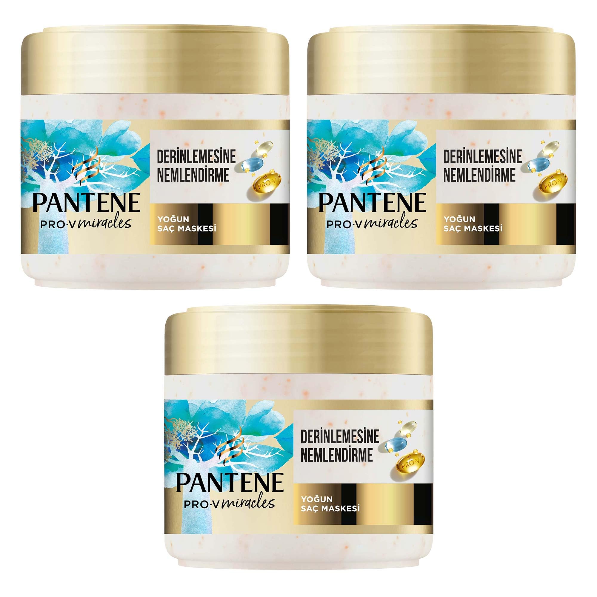 PANTENE PRO-V Miracles Hydra Glow Nemlendirici Maske Kuru Saçlar için 300 ml 3lü paket