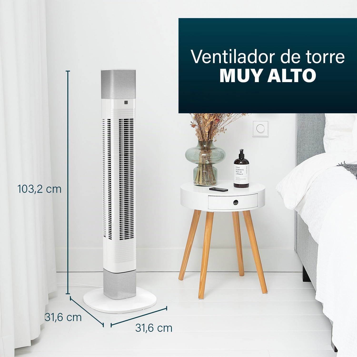 Princess Ventilador de torre compacto 3 ajustes y 3 velocidades - Oscilación - Conectado