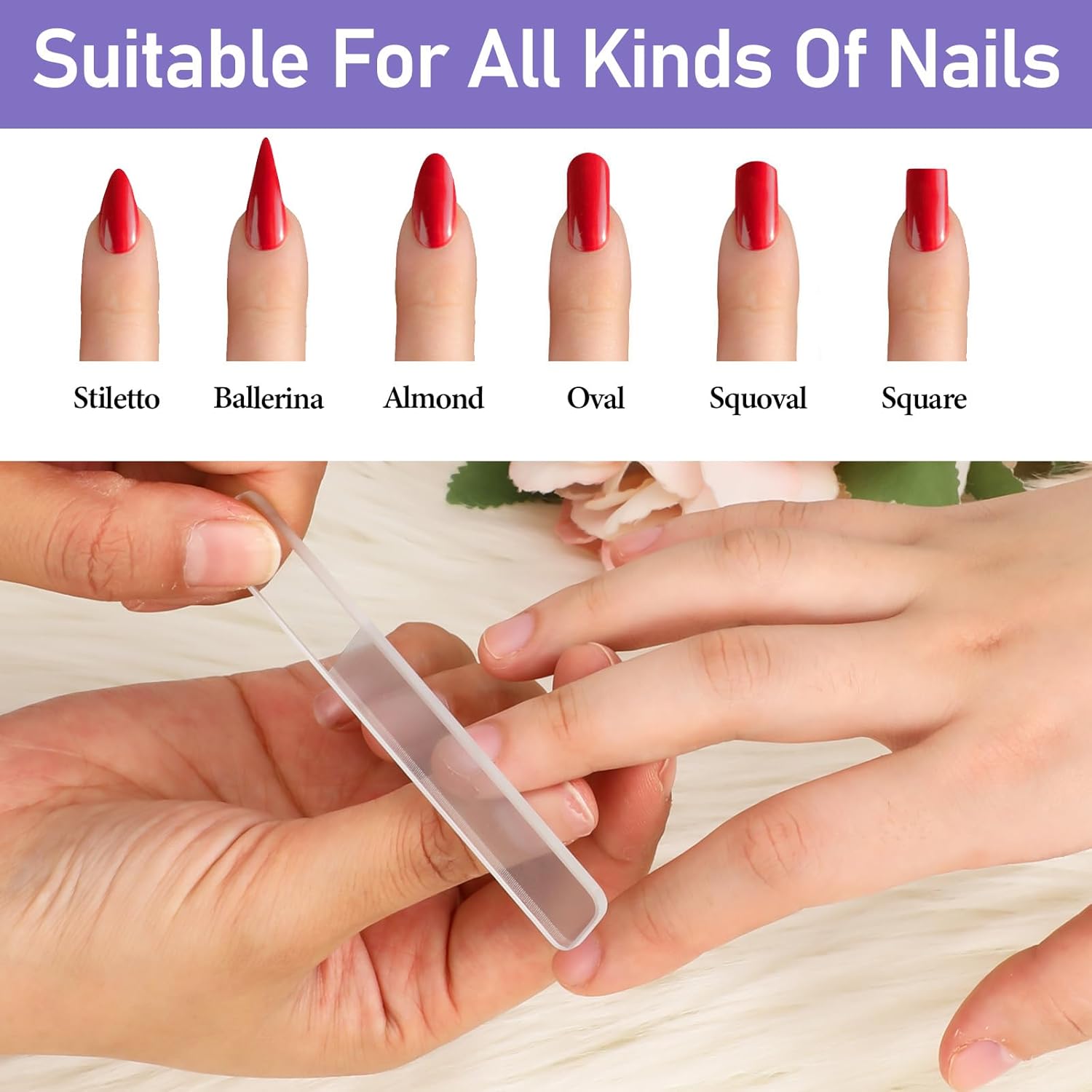 5PCS Glass File, Frosted Glass Files for Nails, Transparent Nano Glasses Foot File, Clear Nail Files with Case, for Removing Dead Skin, Calluses, Cracks, and Foot Care.