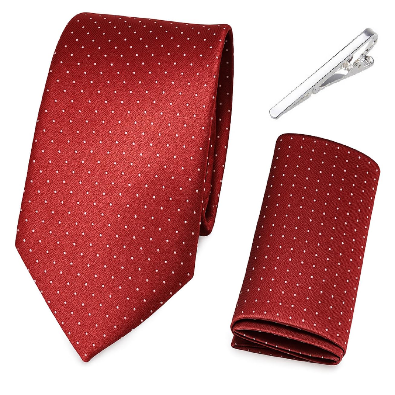 FashMade Italian Microfibre Tie & Pocket Square Combo with Silver Brass TiePin | 2.75 Inch Broad Tie | 10x10 inch Pocket Square TP-31-image-44