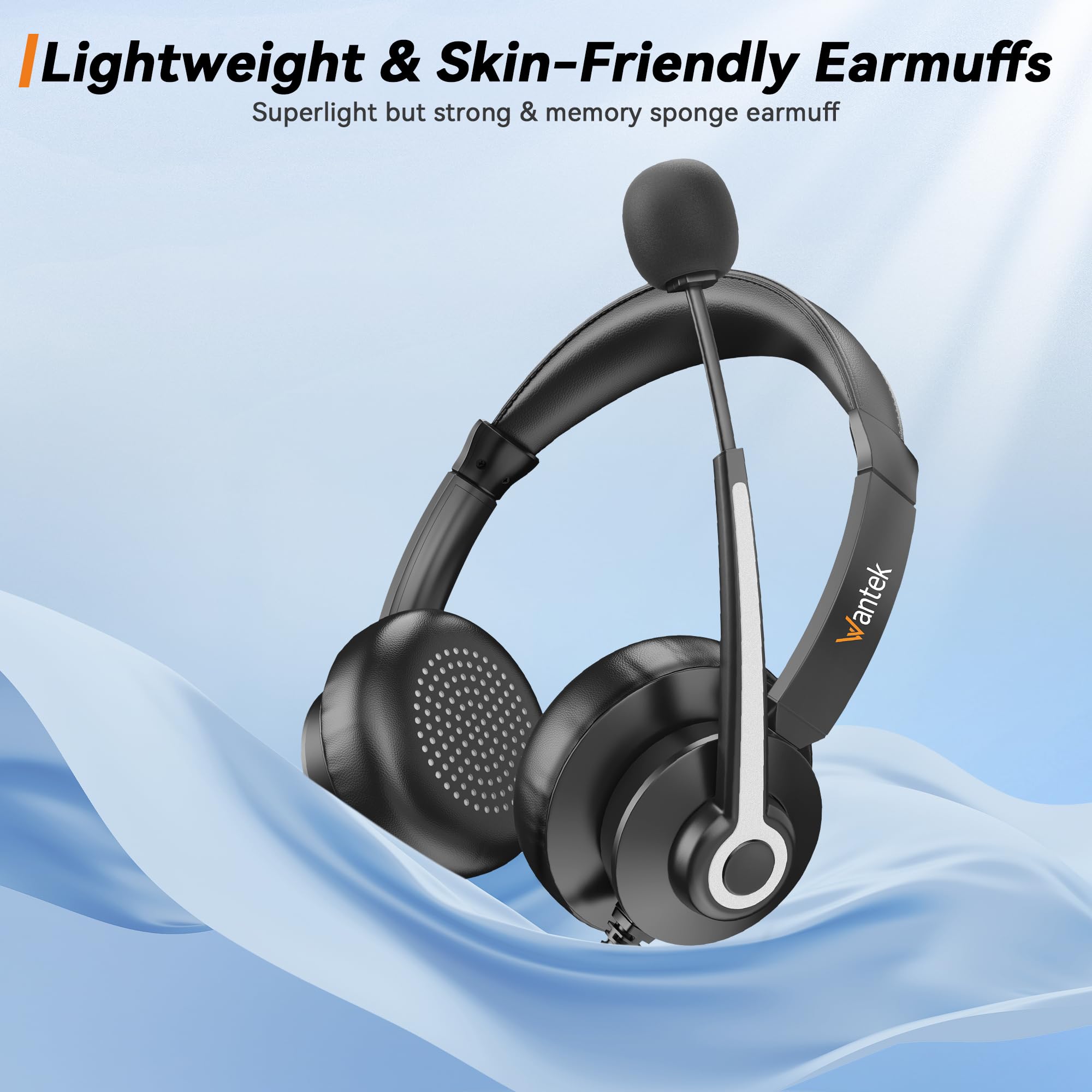 Auriculares USB con micrófono para PC, auriculares de computadora con micrófono de cancelación de ruido para laptop, auriculares con cable USB de 0.138 in Jack con control de silencio en línea para 4