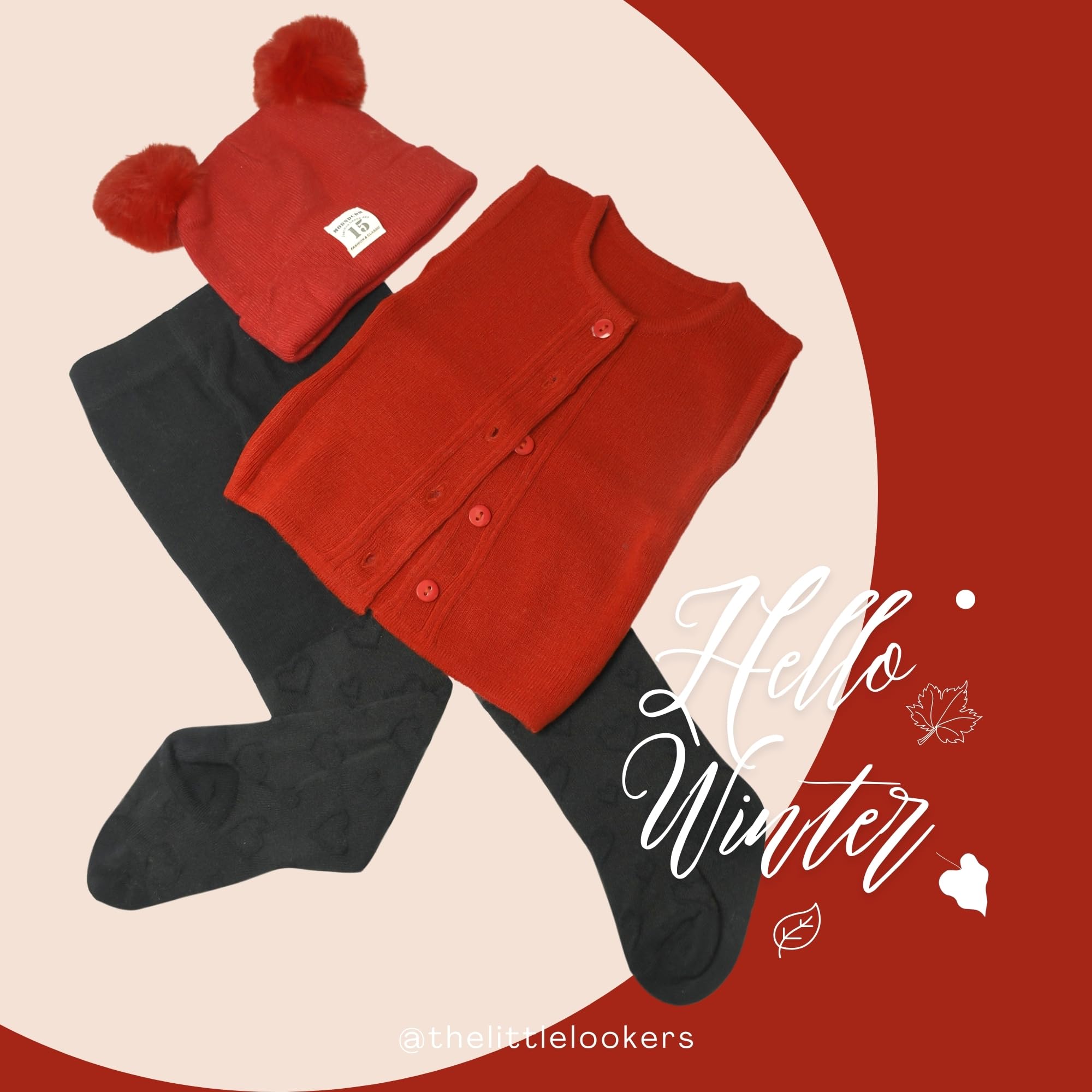 THE LITTLE LOOKERS Front Open Half Sleeves Sweaters/Inner/Bandi/Wollen Vest for New Born Babies/Infants(3-9 Months) (Red & White) - Image 7 thumbnail
