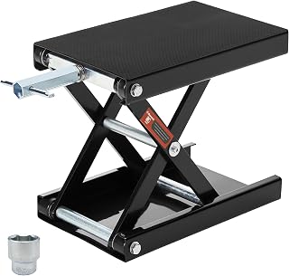 Donext Motorcycle Lift Scissor Jack, 1200 LB Capacity Wide Deck Hoist Stand Maintenance Bikes ATVs Garage Repair Center Stand Lift Jack, Black